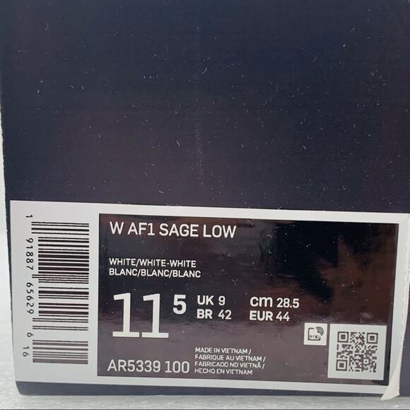 NIKE Air Force 1 Sage Low AR5339-100 White Sneaker Shoes - Women's 11.5 - Picture 11 of 11